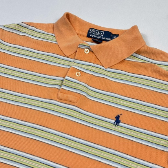 Polo Ralph Lauren Other - Polo Ralph Lauren Polo Shirt Mens Medium Orange Striped Cotton Golf Casual